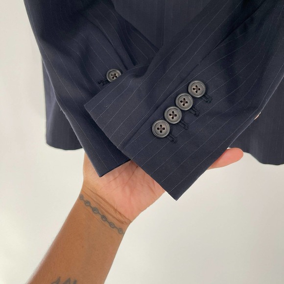 J. Crew Womens Jacket Sz 4T Tall 1035 Pinstripe Campbell Super 120s Wool Blazer - Picture 4 of 9